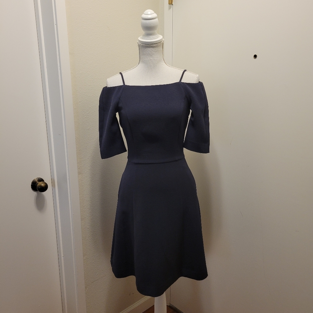 NWT H&M Dark Blue Navy Dress Exposed Shoulders 2